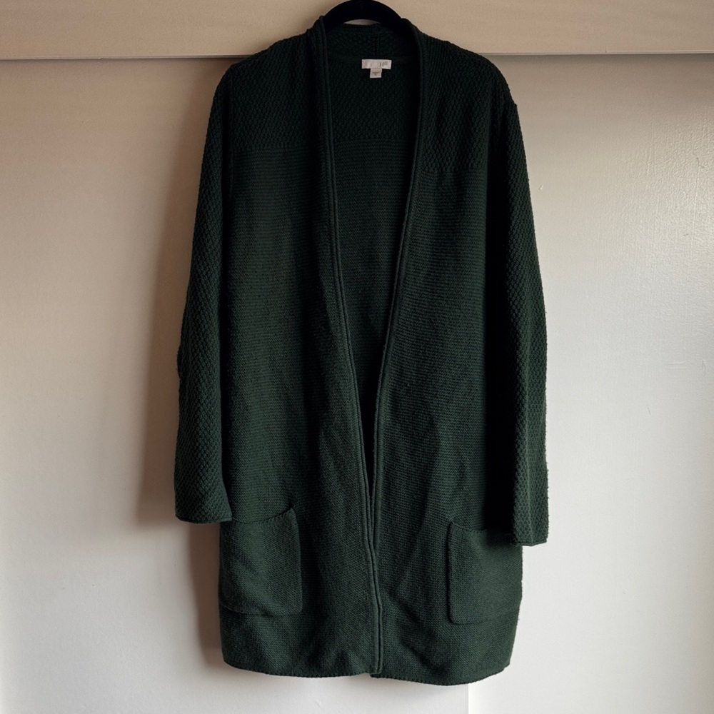 J. Jill XL duster sweater Green Textured Knit Top